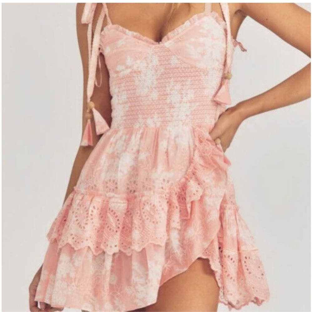 LoveShackFancy Olani Pink Eyelet Dress
